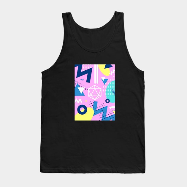 Retro Memphis Pink Polyhedral 20 Sided Dice Tabletop RPG Tank Top by dungeonarmory